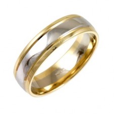 6mm Court Shape Two Tone Wedding Ring