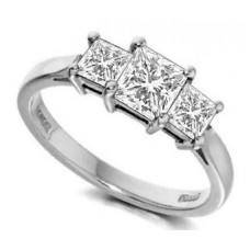 Certified 0.50ct Si1/g Princess Diamond Trilogy Ring