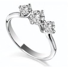 0.50ct Si2/g Platinum Round Diamond Trilogy Ring