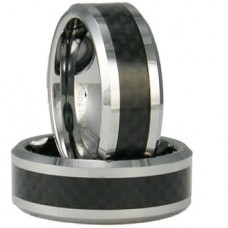 8mm Tungsten & Carbon Wedding Ring