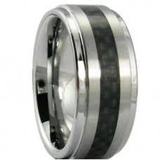 9mm Tungsten And Black Carbon Fiber Ring