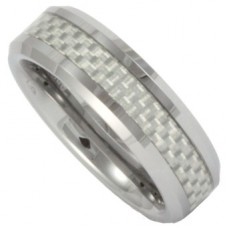 6mm Tungsten & White Carbon Wedding Ring