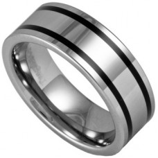 8mm Pipe Cut Tungsten Wedding Ring