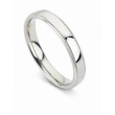 3mm Court Shape Wedding Band With Beaded Edge