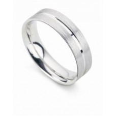 6mm Flat Court Shape Platinum Groove Band