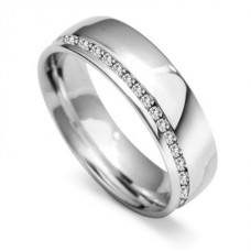 6mm Offset Round Diamond 40% Wedding Ring