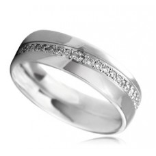 5mm Flat Court Diamond Set Wedding Ring