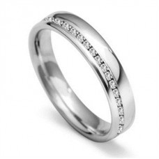 4mm Offset Round Diamond 60% Wedding Ring