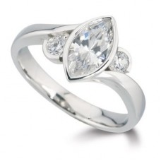 0.50ct Si2/g Marquise/round Brilliant Cut Diamond Trilogy Ring