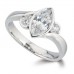 0.50ct Si2/g Marquise/round Brilliant Cut Diamond Trilogy Ring