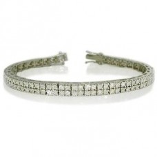 Double Row Round Diamond Tennis Bracelet