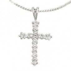 Traditional Round Diamond Cross Pendant