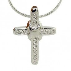Unique Round Diamond Cross Pendant