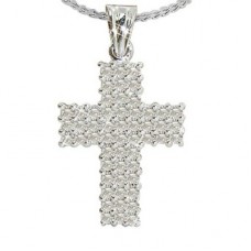 Unique Round Diamond Cross Pendant