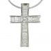 Round And Baguette Diamond Cross Pendant
