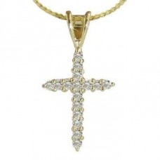 Traditional Round Diamond Cross Pendant