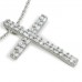 Round & Baguette Diamond Cross Pendant