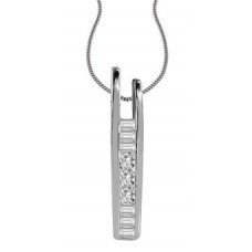 Round & Baguette Diamond Pendant