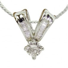 Round And Baguette Cut Diamond Pendant
