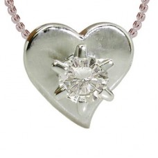 Unique Round Diamond Heart Shaped Pendant