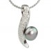 Round Diamond And Pearl Pendant