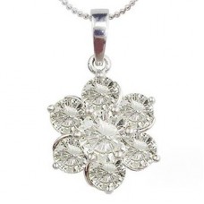 Round Diamond Flower Cluster Pendant