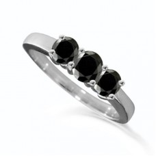 Round Black Diamond Trilogy Ring