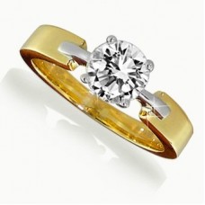 18ct Yellow/white Gold 0.23ct I1/f Round Diamond Solitaire Ring