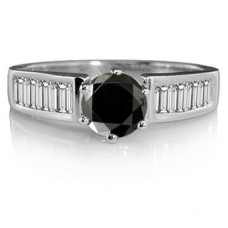 Round Black Diamond Shoulder Set Ring
