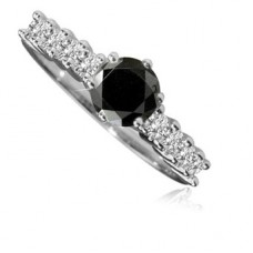 Round Black Diamond Shoulder Set Ring