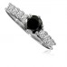 Round Black Diamond Shoulder Set Ring