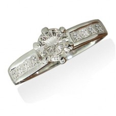 1.00ct I1/g Princess Shoulder Set Diamond Ring