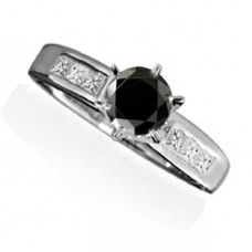 Round Black Diamond Shoulder Set Ring