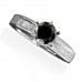 Round Black Diamond Shoulder Set Ring