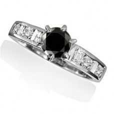 Round Black Diamond Shoulder Set Ring Round Black Diamond Shoulder Set Ring