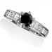 Round Black Diamond Shoulder Set Ring Round Black Diamond Shoulder Set Ring