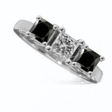 Princess Black And White Diamond Trilogy Ring