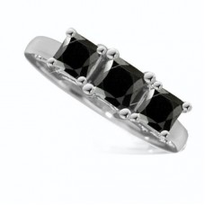 Princess Cut Black Diamond Trilogy Ring