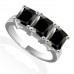 Princess Cut Black Diamond Trilogy Ring