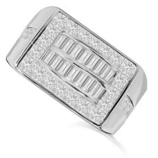 1.82ct I1/gh Men's Round/baguette Cut Diamond Designer Ring