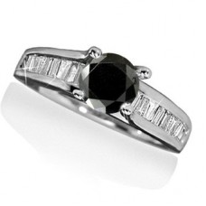 Round Black Diamond Shoulder Set Ring