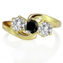 Round Black And White Diamond Trilogy Ring