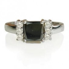 Princess Black Diamond Ring