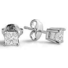 0.70ct Si1/g Princess Diamond Stud Earrings