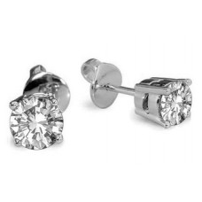 0.40ct I1/fg Four Claw Round Diamond Stud Earrings