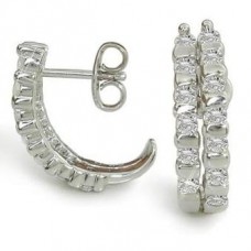 Double Row Round Diamond Hoop Earrings