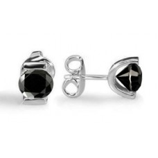 Round Black Diamond Earrings