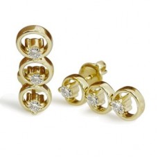 Round Diamond Drop Earrings