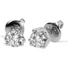 Shared Claw Round Diamond Stud Earrings