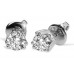 Shared Claw Round Diamond Stud Earrings